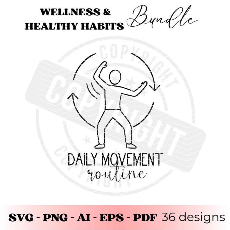 Wellness SVG Bundle, Healthy Habits Icons, Self Care SVG, Mental Health ...