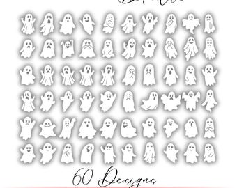 Ghosts svg bundle, Halloween Ghosts, 60 Hanging Ghosts, halloween ghost png bundle, Ghost Clipart, Ghost Vector, ghost bundle png