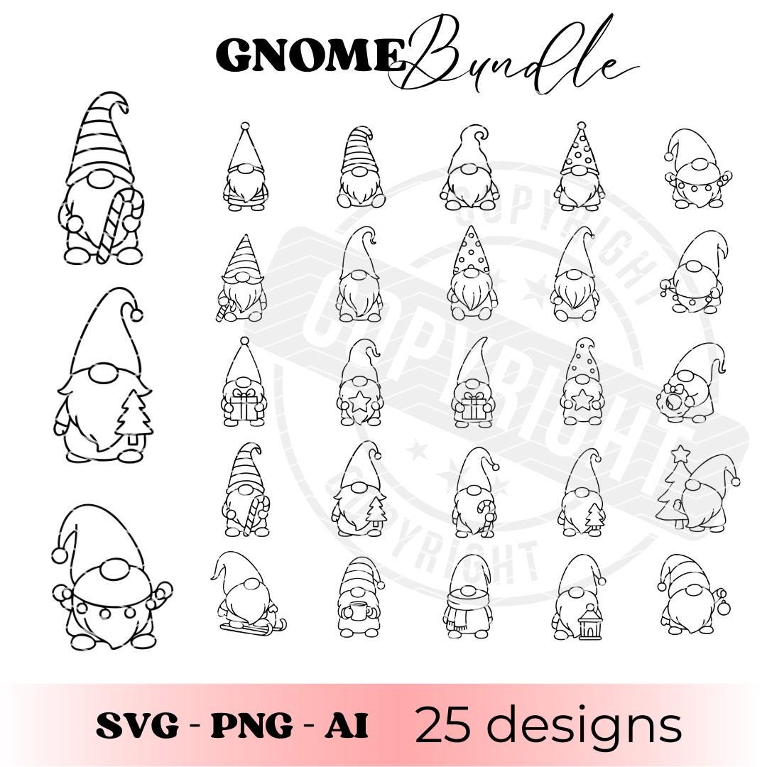 Christmas Gnome SVG Bundle | Cute Gnome Clipart Set | Scandinavian ...