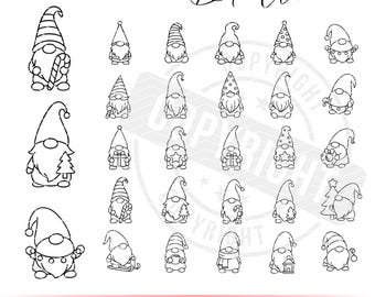 Christmas Gnome SVG Bundle | Cute Gnome Clipart Set | Scandinavian Gnome SVG | Holiday Gnome PNG | Gnome Outline for Cricut & Silhouette