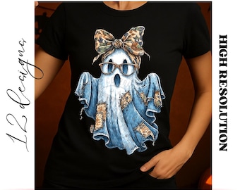 Patchwork Spooky Ghost, halloween coquette png, spooky ghost, spooky season ghost, retro ghost png, halloween ghost png, Spooky Season Png