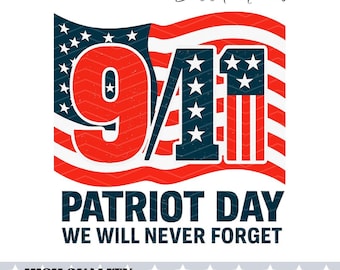 Patriot Day 9.11 PNG – Nigdy nie zapomnimy Clipart, sublimacja z okazji Dnia Pamięci 11 września, cyfrowa wersja flagi USA do pobrania
