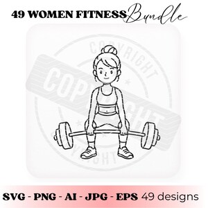 Kvinnor Fitness SVG Bundle, Träningsflicka SVG, Gymövningar Clipart, Fitness Kvinna Line Art, Cricut Cut-filer bild 2