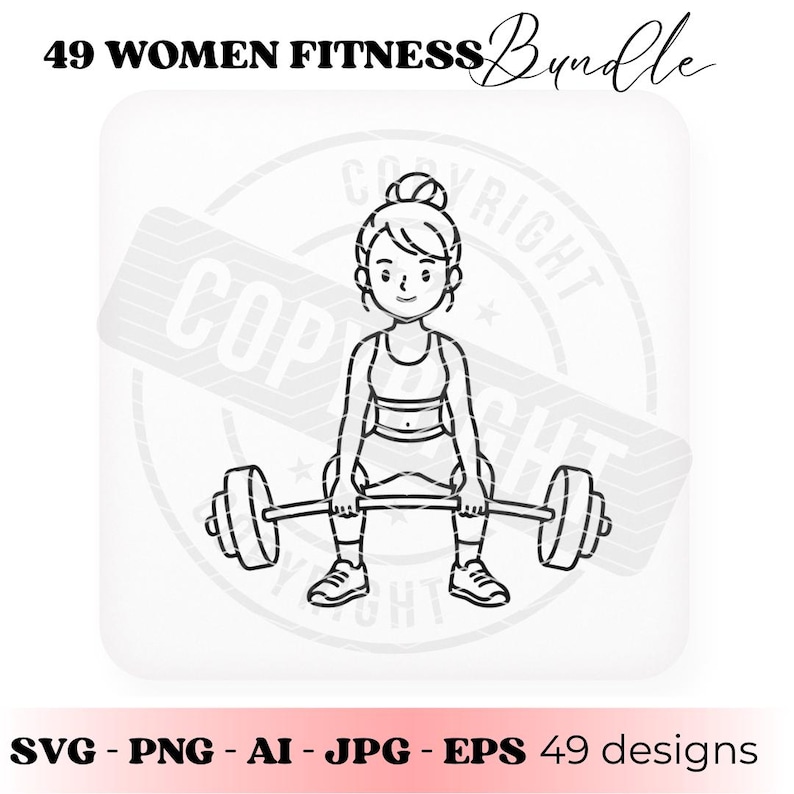 Kvinnor Fitness SVG Bundle, Träningsflicka SVG, Gymövningar Clipart, Fitness Kvinna Line Art, Cricut Cut-filer bild 2