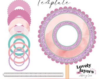 Scalloped Circle Shaker Svg, Shaker Topper Svg, holow circle cake topper, Shaker Layer Strips, Birthday Cake Topper, Layered Svg, 3D Shaker