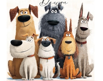 17 Clipart di cani dei cartoni animati ad acquerello, clipart di cani divertenti, clipart di cani pazzi, cucciolo stanco dei cartoni animati, clipart di cani stravaganti, kit di download digitale