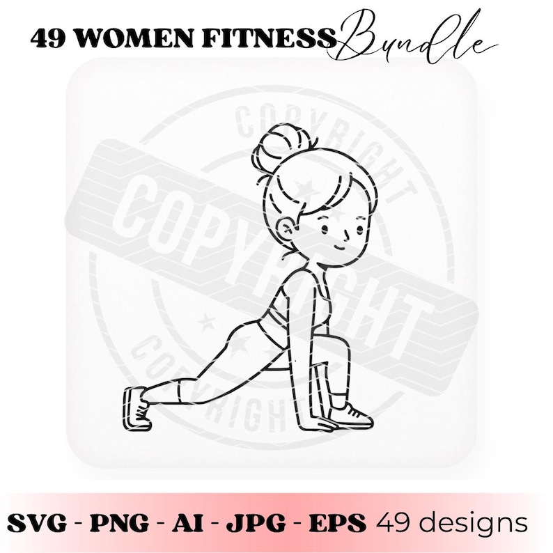 Kvinnor Fitness SVG Bundle, Träningsflicka SVG, Gymövningar Clipart, Fitness Kvinna Line Art, Cricut Cut-filer bild 4