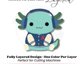 Fichier de coupe en couches SVG Axolotl – Clipart axolotl kawaii mignon pour Cricut & Silhouette | Axolotl svg png eps