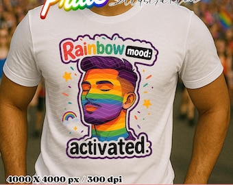 Geactiveerde sticker regenboogstemming png | Gay Pride, png-bestand | LGBTQ Pride-gezicht clipart | Digitaal bestand met gelijke rechten