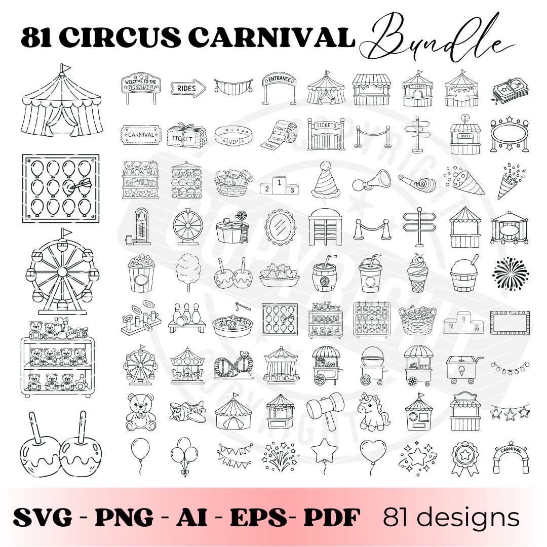 Circus Carnival SVG Bundle | Circus Clipart PNG | Carnival Clip Art for ...