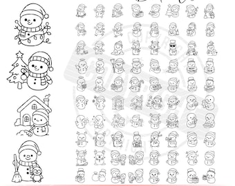 Cute Snowman SVG Bundle | 80 Christmas Snowman Clipart Designs | Winter | Snowman Face | Snowmen