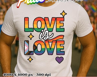 Love Is Love PNG | Gay Pride PNG | LGBTQ Equality Clipart | Rainbow Pride Digital Sticker | Equal Rights Sublimation