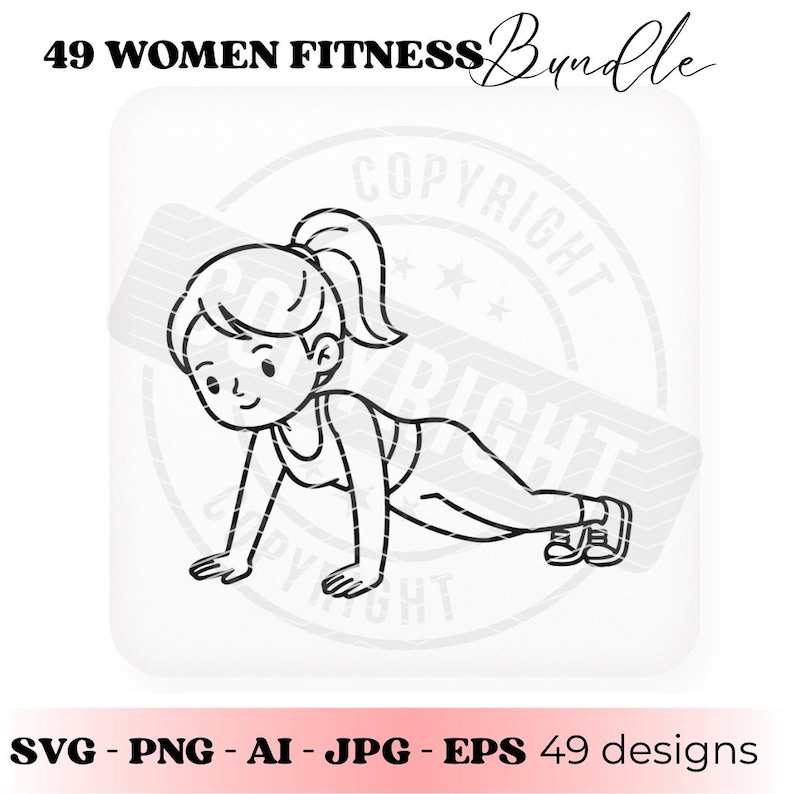 Kvinnor Fitness SVG Bundle, Träningsflicka SVG, Gymövningar Clipart, Fitness Kvinna Line Art, Cricut Cut-filer bild 3