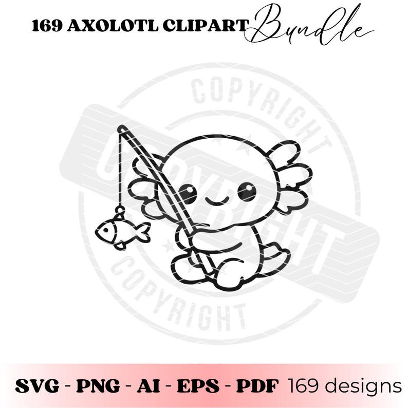 Axolotl SVG, lot de 169 motifs | Axolotl kawaii Clipart SVG | Fichiers Axolotl mignons image 8