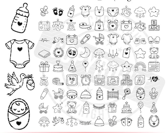 Paquete de archivos SVG de nacimiento de bebé: anuncio, estadísticas, huellas de los pies, peso, altura (descarga digital)