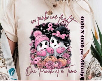 In October We Wear Pink Ghost PNG – Breast Cancer Awareness Halloween Sublimation Design, breast cancer fight, breast cancer boo sheet