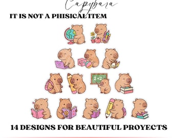 Capybara School Stickers PNG, Cute Back to School Clipart Bundle ...
