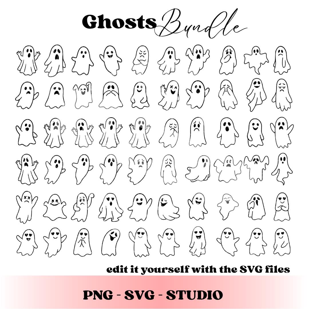 Ghost Using Computer Svg Ghosts Svg Bundle, Halloween Ghosts, 60 Hanging Ghosts, Halloween Ghost ...