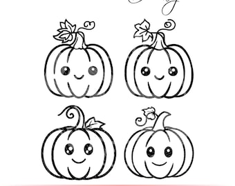 Clipart citrouille mignon, citrouille SVG, citrouille PNG, jolie citrouille kawaii, lot de svg citrouille, téléchargement numérique, clipart citrouille, vecteur citrouille