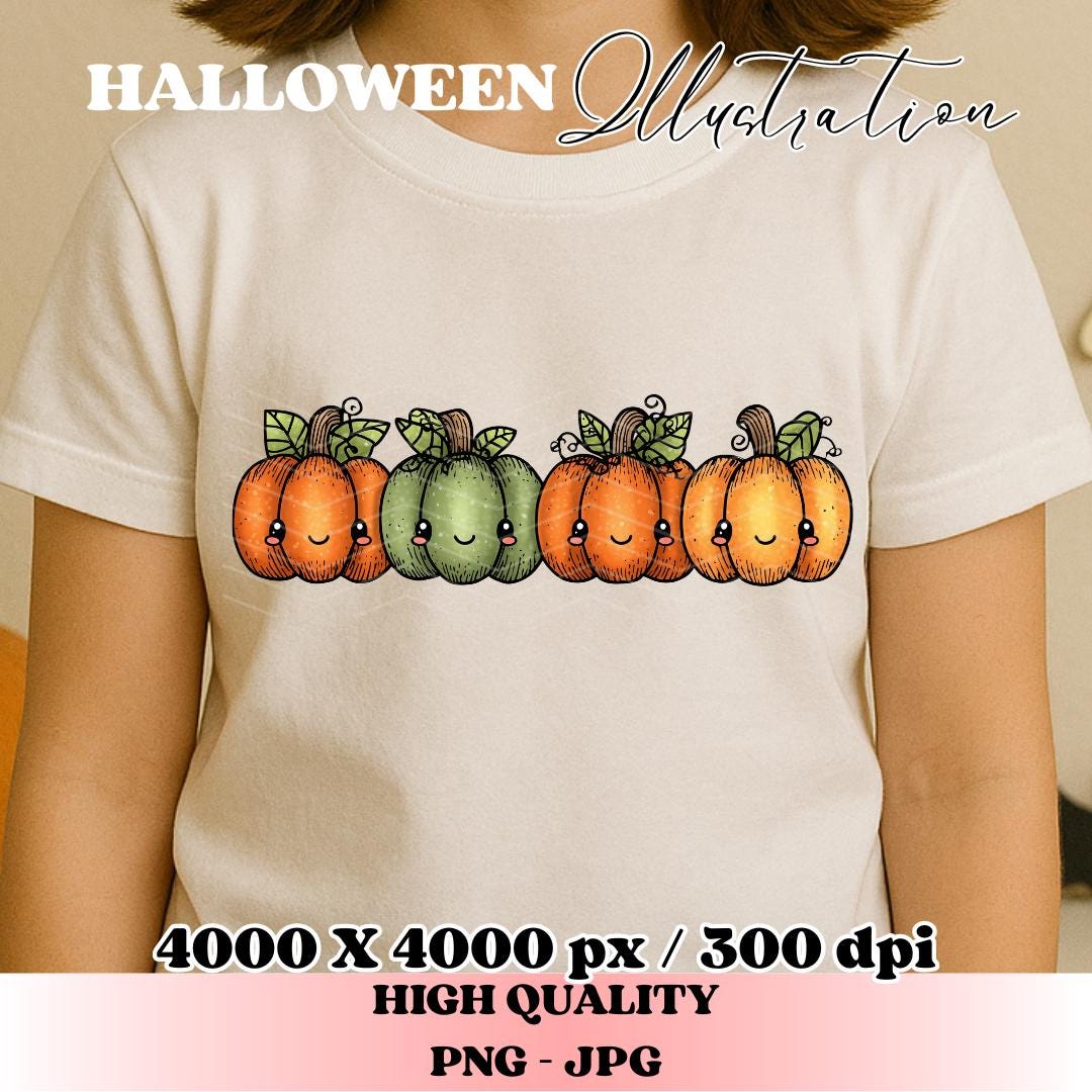 Cute Halloween Pumpkin PNG – Kawaii Fall Pumpkins Clipart, Retro Cute ...