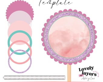 Scalloped Circle Shaker Svg, Shaker Topper Svg, Shaker Layer Strips, Birthday Cake Topper, Layered Svg, 3D Shaker, Instant Download