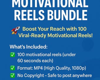 100 Viral Motivational Reels Bundle | Ready-to-Post Short Videos for Instagram, TikTok, YouTube Shorts, Facebook | No Copyright
