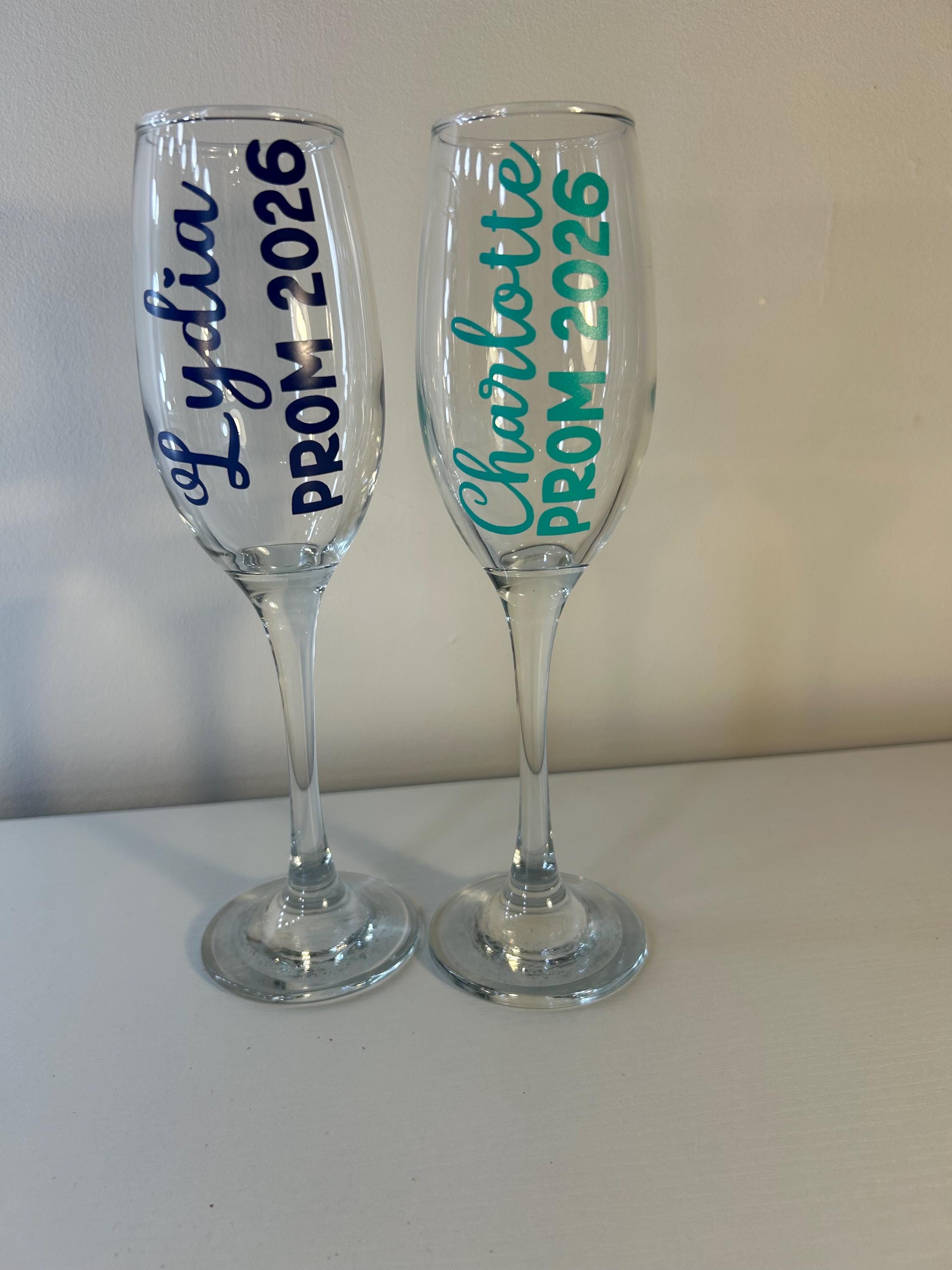 Prom Flutes Custom Prom Champagne Flutes – Personalized Prom 2026 Glasses – Name ...