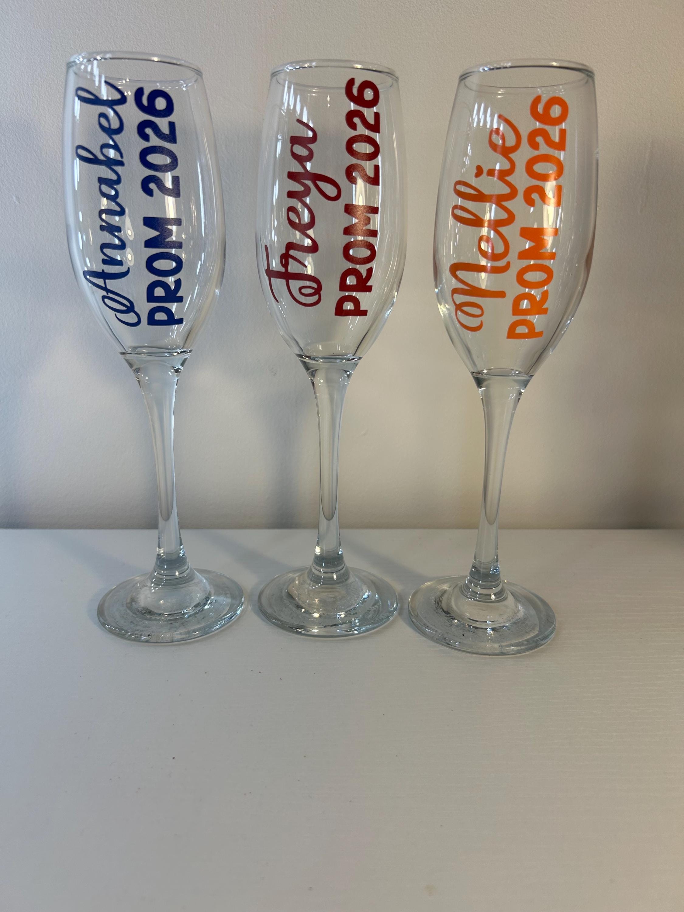 Prom Flutes Custom Prom Champagne Flutes – Personalized Prom 2026 Glasses – Name ...