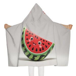 Youth hooded towel Adorable watermelon, Personalized Kids Towel, Bath, Perfect for Beach Days, Circus Lover Gift, custom, watermelon, fruit