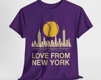 Tennis Tournament Funny Unisex Tee, Sports Fan Shirt, Love from New York, Gift, Tennis Player Apparel, Tennis Match Outfit