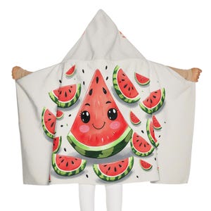 Youth hooded towel Adorable watermelon, Personalized Kids Towel, Bath, Perfect for Beach Days, Circus Lover Gift, custom, watermelon, fruit