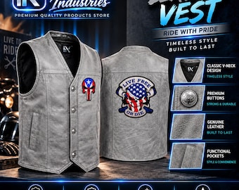 Handmade Leather Biker Vest, Motorcycle Riding Vest