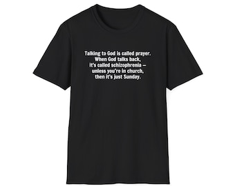 Camiseta de humor religioso, camiseta de iglesia, regalo cristiano, chiste de servicio dominical, camiseta unisex