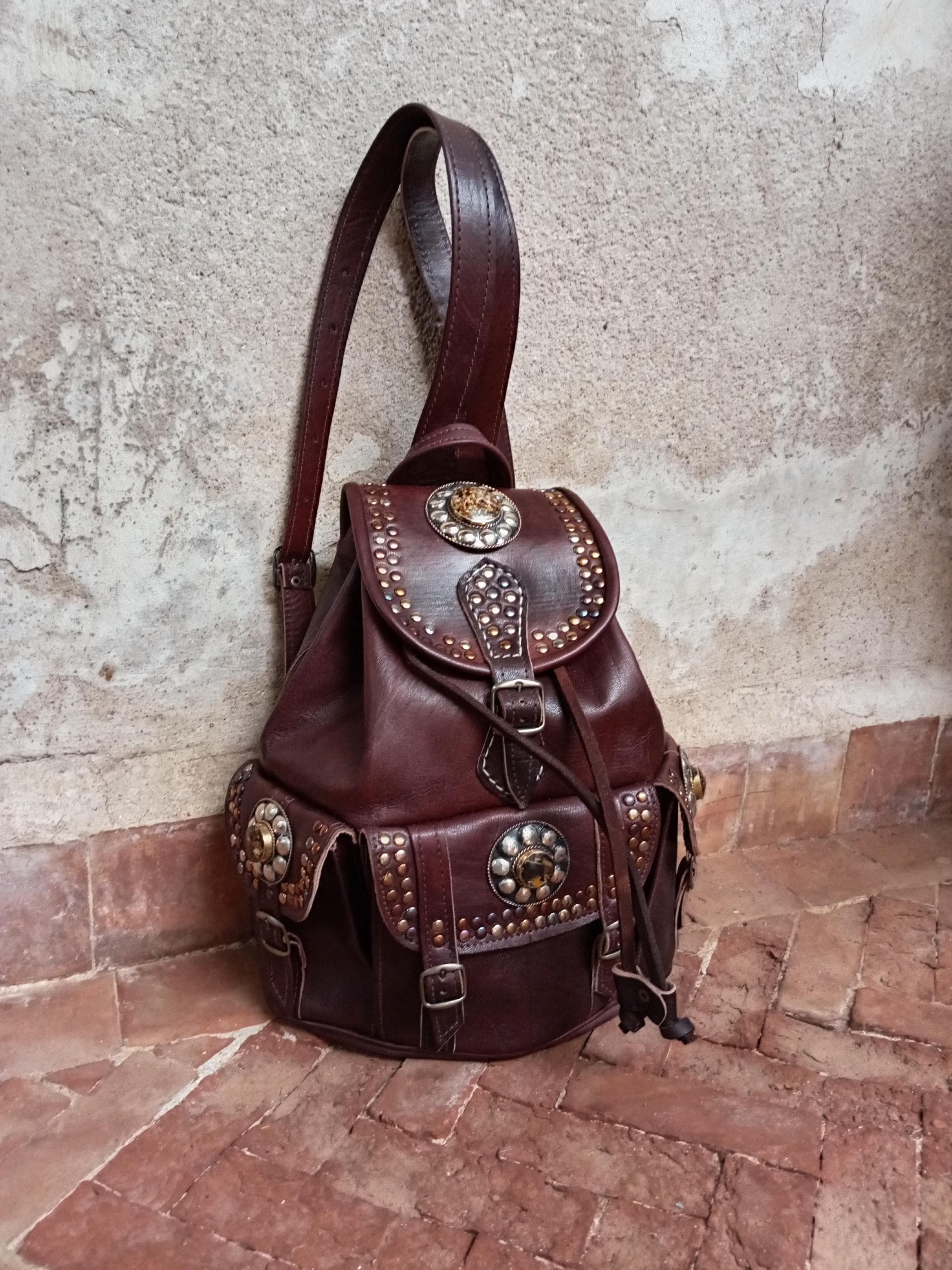 Mini Backpack Faux Leather Quilted Studs Elegant Chic Daypack Travel Victoria main image 4