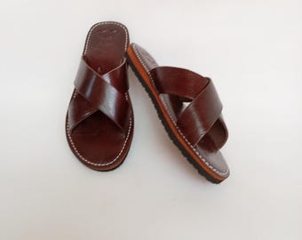 Moroccan leather sandal, brown sandal for men, handmade summer sandal
