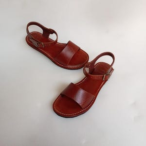 Moroccan leather sandal, brown leather women&#39;s sandal, handmade sandal