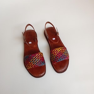 Moroccan leather sandal, brown leather women&#39;s sandal, handmade sandal