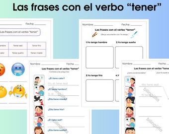Spanish Emotions Workbook for Kids: Tener Verb Activities (PDF Printable)