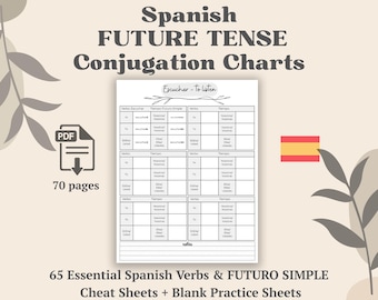 Spanish Future Tense Verbs Conjugation Chart: Grammar Study Guide (PDF)