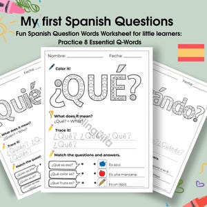Spanish Question Words Printable: Color, Trace & Match Worksheets (PDF Download)
