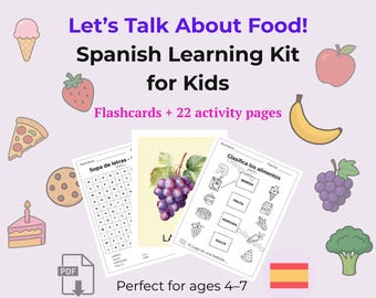 Spanish Food Vocabulary Activities for Kids – Worksheets, Flashcards, Speaking Practice PDF