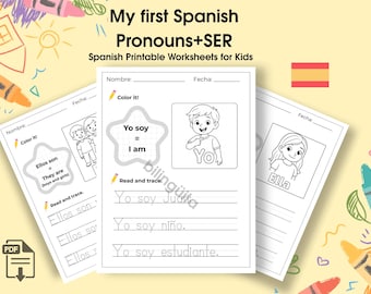 Spanish Pronouns with SER Worksheets: Beginner Spanish (Printable PDF)