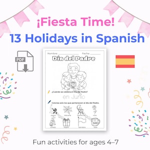 13 Spanish Holidays for Kids | Printable Worksheets | Year-Round Festive Learning + Bonus Spain & Mexico Days