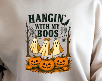 Clipart engraçado de fantasma de Halloween PNG – Design de assombração vintage (download digital)