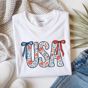 USA Blommig rosett PNG – Patriotisk 4 juli sublimeringsdesign (digital nedladdning)
