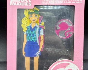 Barbie golfista vintage de 1992, nova na caixa, com ferramentas para reparar marcas de taco e marcadores de bola colecionáveis.