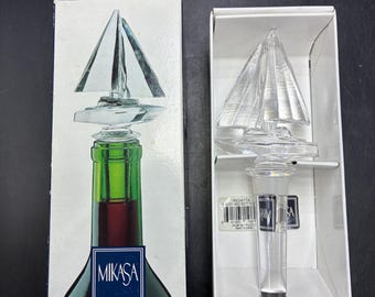 Mikasa regatta sailboat bottle stopper Austria lead crystal bottle stopper 6”x 2 1/4”