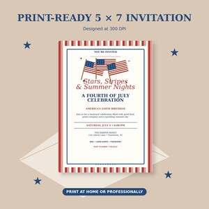 Editable 4th of July Invitation, Patriotic Americana Canva Template (Digital Download) image 6