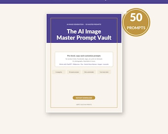 AI Image Prompts Bundle, 50 Master Prompts für Produktfotos, Logos, Art (PDF-Anleitung)