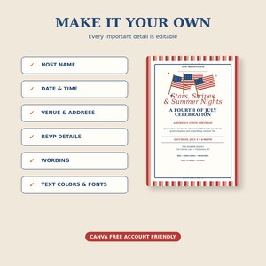 Editable 4th of July Invitation, Patriotic Americana Canva Template (Digital Download) image 7